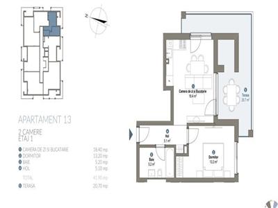 Apartament cu 2 camere|semifinisat|terasa 21mp|garaj|zona Vivo